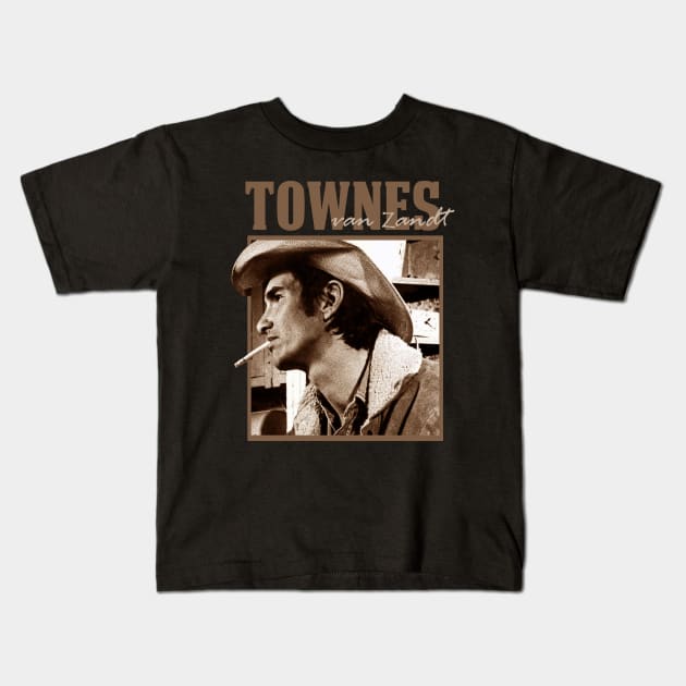 townes van zandt vintage Kids T-Shirt by Bones Be Homes